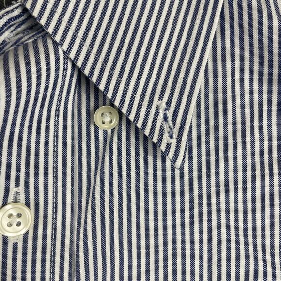 Eddie Bauer Men's Large Blue White Striped Cotton Long Sleeve Button Up Shirt - Picture 7 of 10